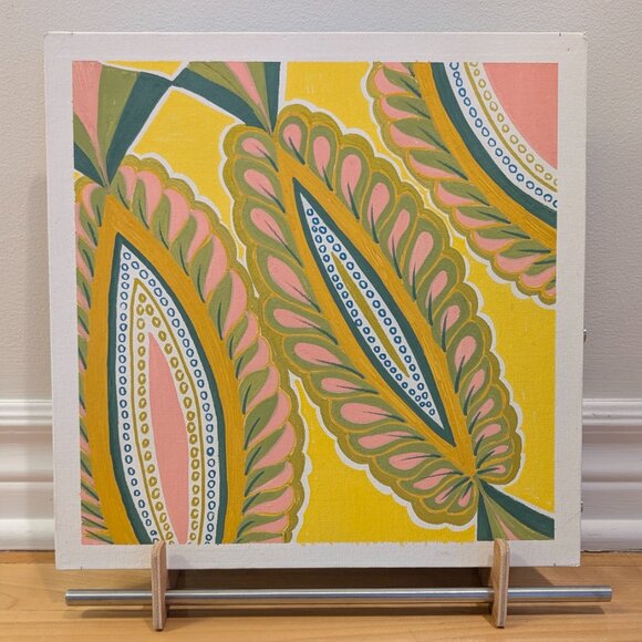 $50.00  Botanical Echoes – Original Abstract Leaf-Inspired Art on 12x12 Hard Can - Picture 2 of 4